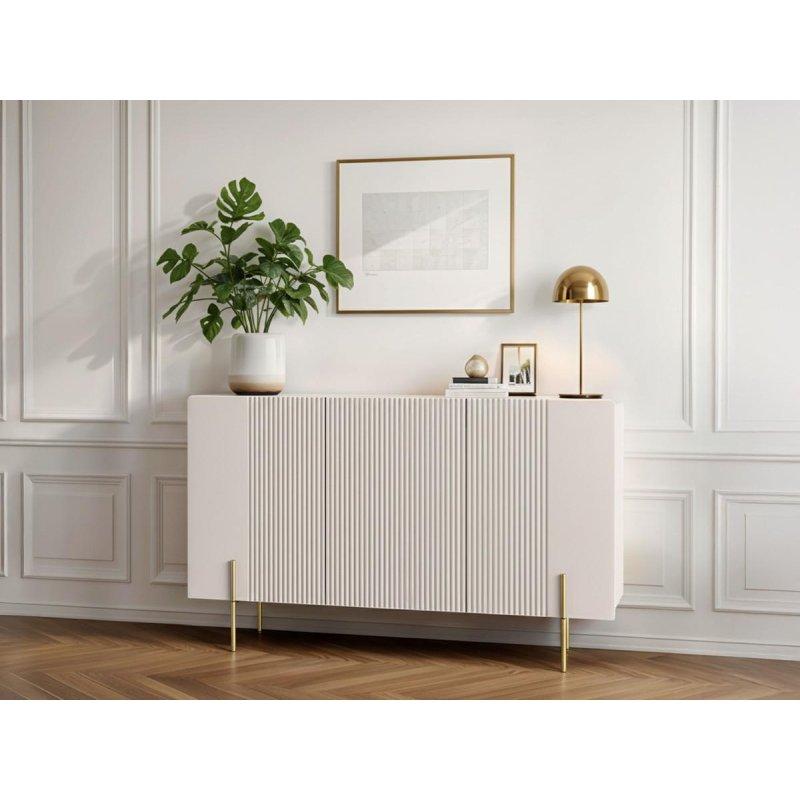 Mermer Desenli Üst Tablalı Gold Ayaklı 3 Kapaklı Konsol - 150x42x87 cm - 129432