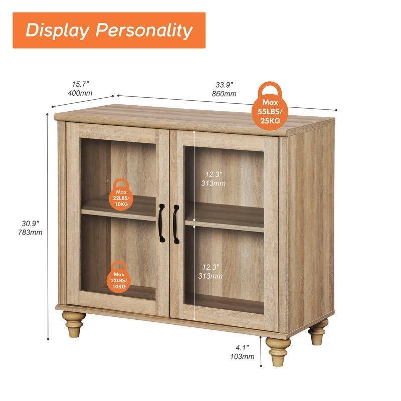 Meşe Ahşap ve Cam Kapaklı Yuvarlak Kenarlı Konsol - 87x40x79 cm - 128689