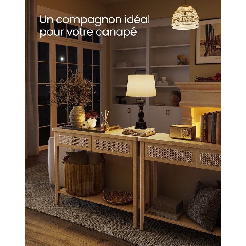 Meşe Bej Endüstriyel Ahşap ve Rattan Tasarımlı 2 Çekmeceli Raflı Dresuar - 100x30x80 cm - 133842