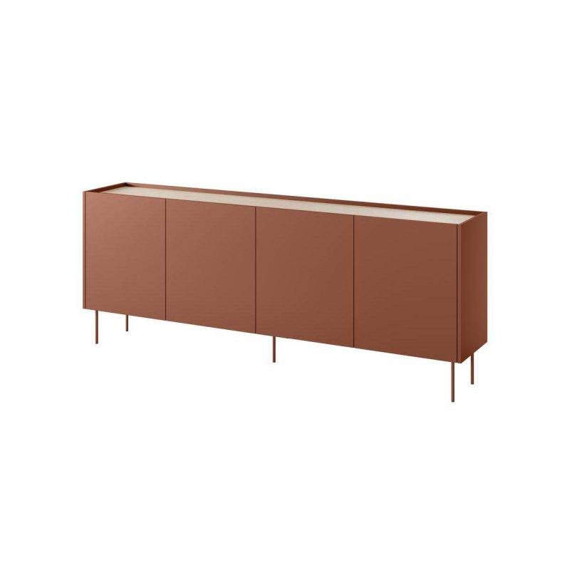 Meşe Detaylı MDF ve Yonga Levha 4 Kapaklı 8 Raflı Konsol - 220x40x85 cm - 129306