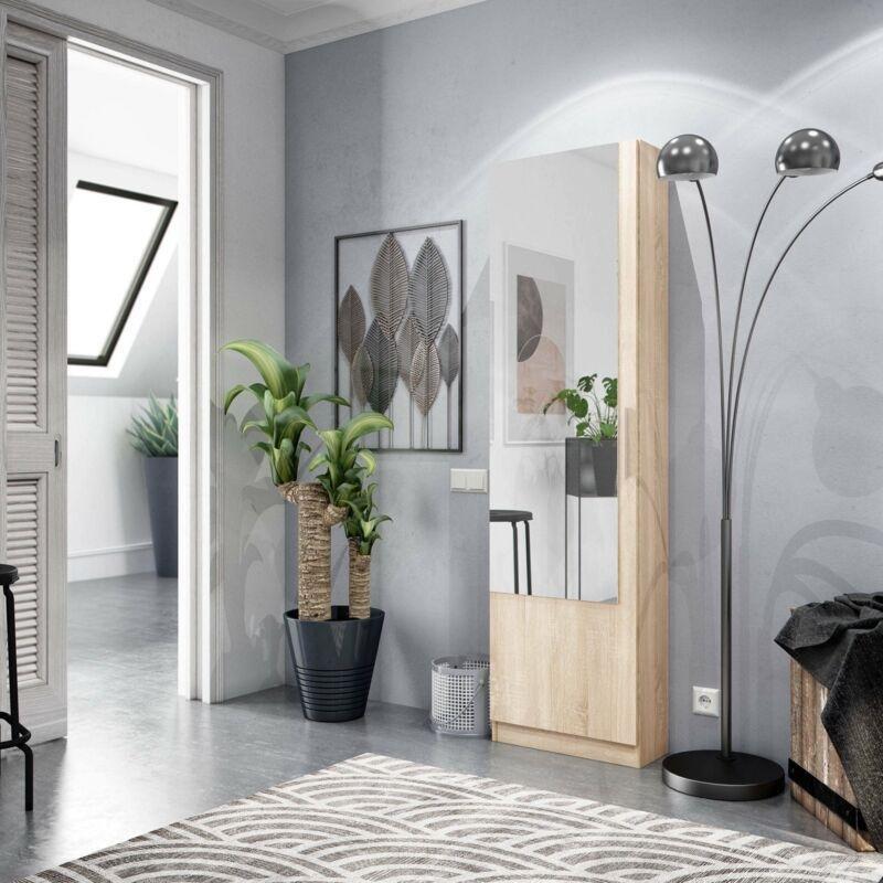 Meşe Endüstriyel Ahşap 18 Çift Kapasiteli Aynalı Ayakkabılık - 50x22x180 cm - 119142