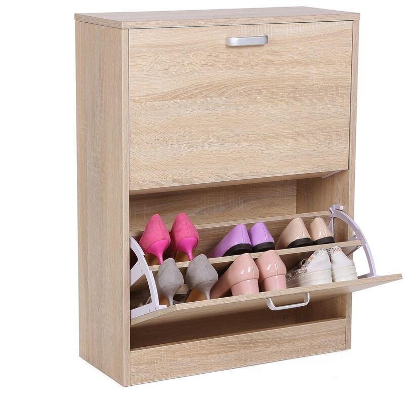 Meşe Endüstriyel Ahşap 2 Düşer Kapaklı Ayakkabılık - 60x24x84 cm - 120045