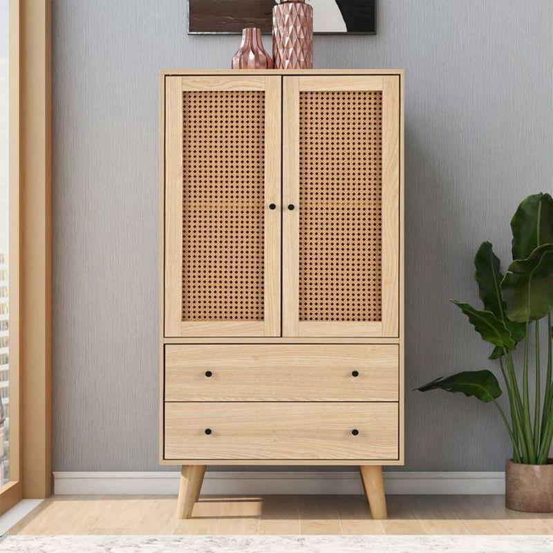 Meşe Endüstriyel Ahşap 2 Kapaklı ve 2 Çekmeceli Şifonyer - 60x40x120 cm - 123810