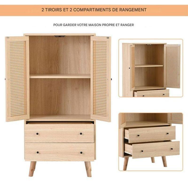 Meşe Endüstriyel Ahşap 2 Kapaklı ve 2 Çekmeceli Şifonyer - 60x40x120 cm - 123810