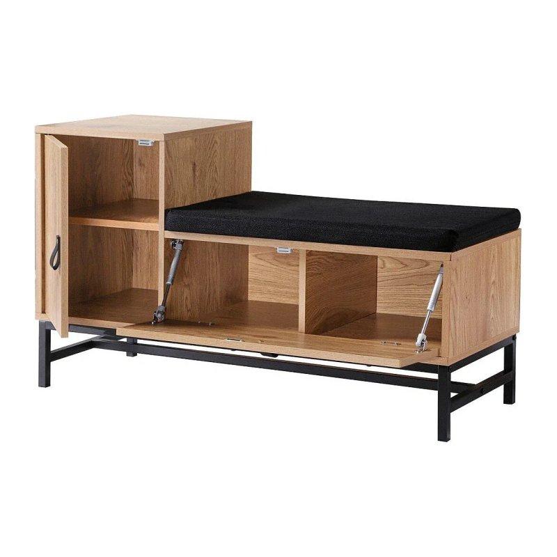 Meşe Metal Ayaklı Minderli Kapaklı Bench Ayakkabılık - 101x38x59 cm - 118747