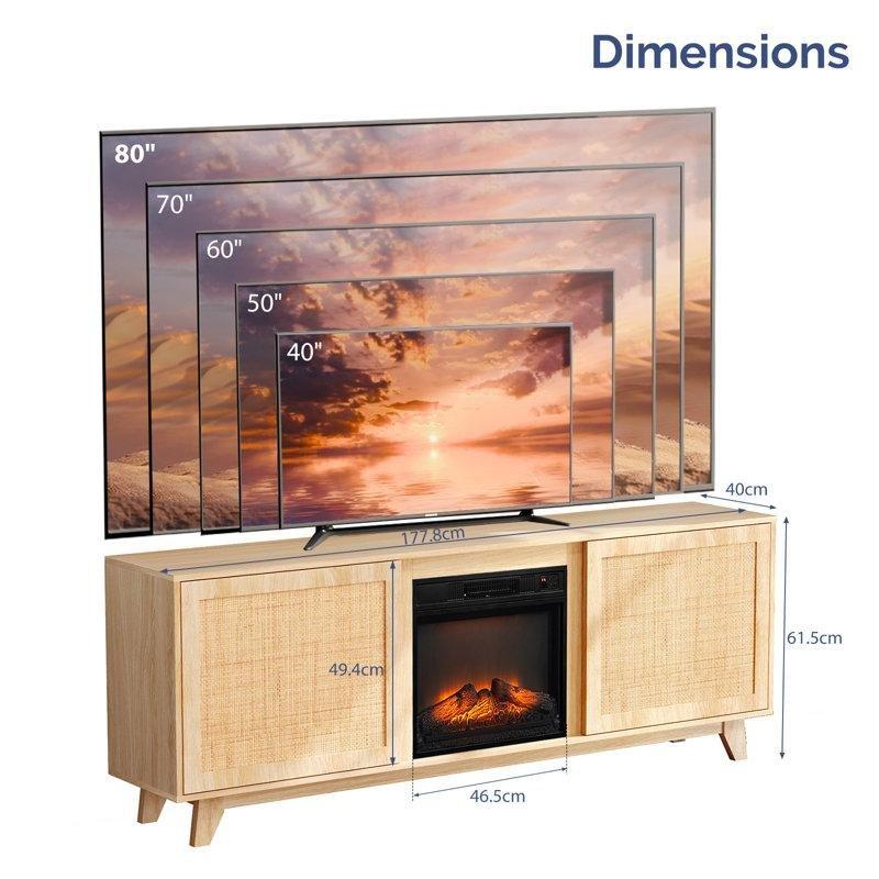 Meşe Rattan Kapaklı Elektrikli Şömineli Konsol - 178 cm - 129208