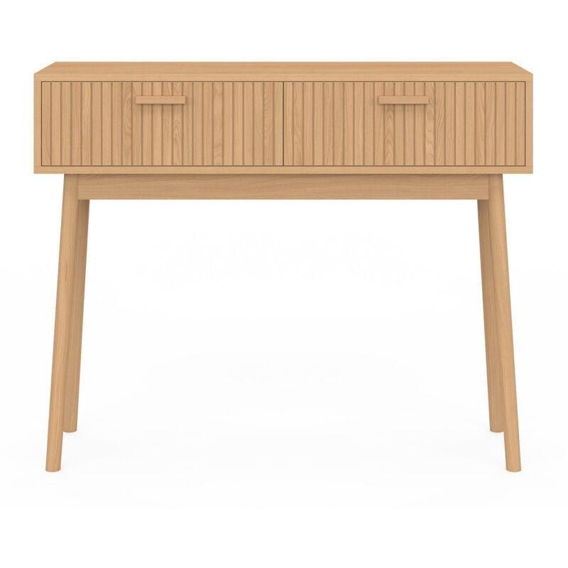 Meşe Rengi Ahşap ve MDF Çıtalı 2 Çekmeceli Dresuar - 100x30x80 Cm - 133883