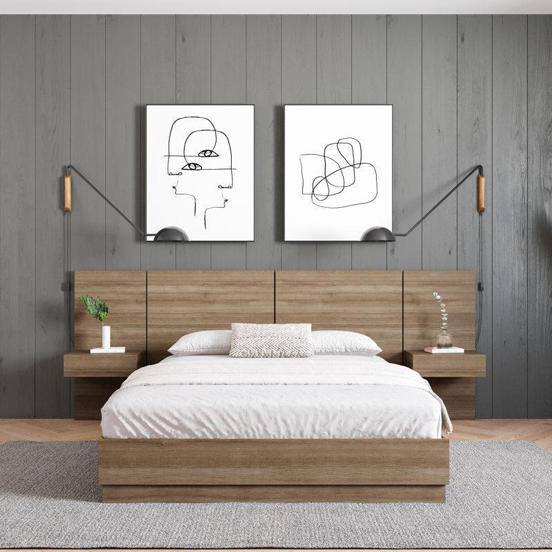 Meşe Rengi Endüstriyel Ahşap Duvara Monte Panelli Çekmeceli Komodin - 51x37x107 cm - 127316