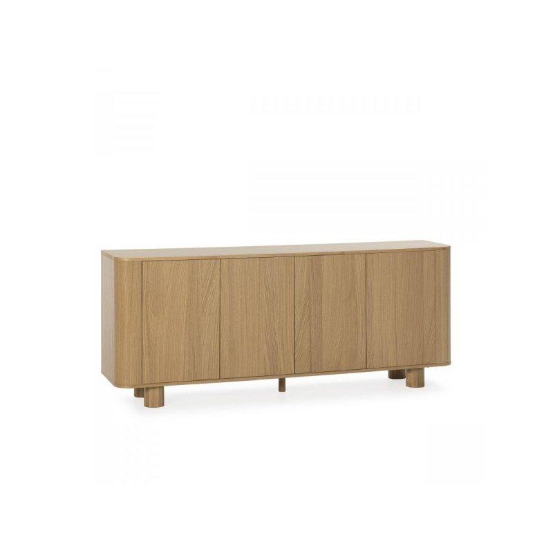 Meşe Rengi Masif Kaplama 4 Kapaklı 8 Bölmeli Konsol - 180x40x75 cm - 129537