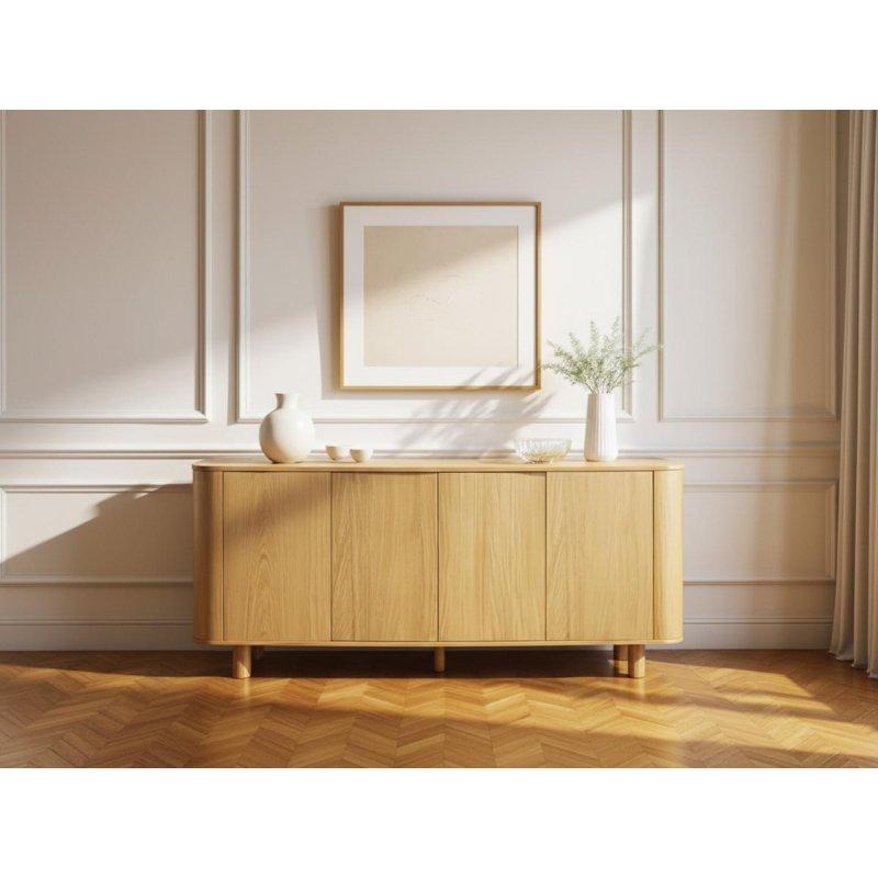 Meşe Rengi Masif Kaplama 4 Kapaklı 8 Bölmeli Konsol - 180x40x75 cm - 129537