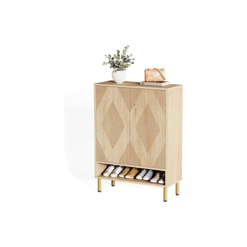 Meşe Rengi MDF 2 Kapaklı 7 Raflı Ayakkabılık - 73x35x115 cm - 118510