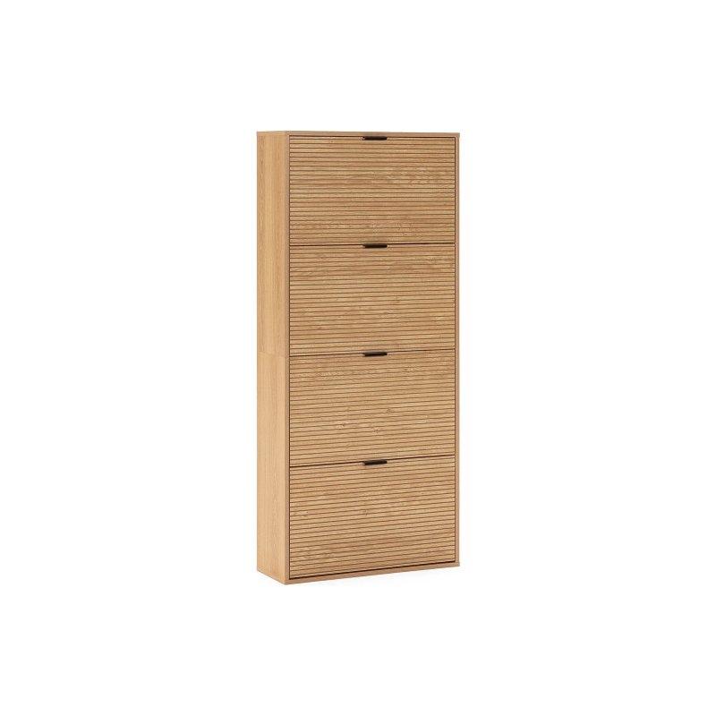 Meşe Rengi Melamin 4 Düşer Kapaklı 24 Çift Kapasiteli Ayakkabılık - 66x24x150 cm - 118606