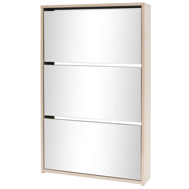 Meşe Suntalam 3 Düşer Kapaklı Aynalı Ayakkabılık - 63x17x103 cm - 119018