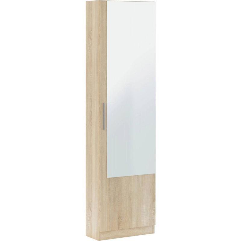 Meşe Tek Kapaklı 16 Çift Kapasiteli Aynalı Ayakkabılık - 50x22x180 cm - 118903