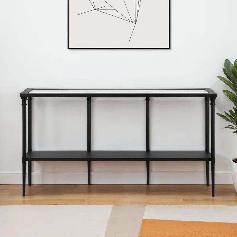 Metal Gövdeli Temperli Cam Raflı Dresuar - 140x31x77 cm - 132952