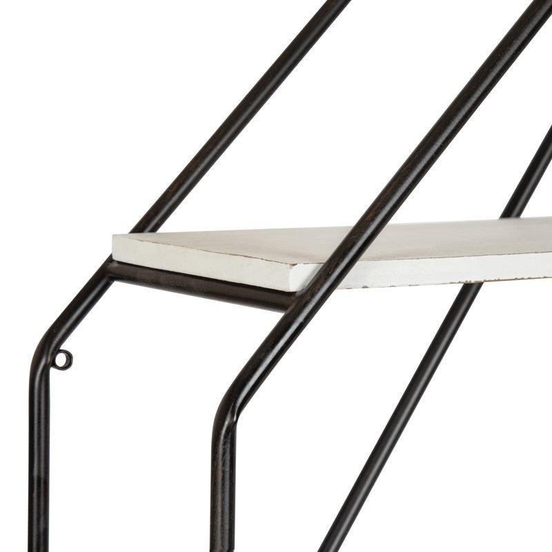 Metal ve Ahşap 5 Raflı Sekizgen Tasarım Duvar Kitaplık - 78x78 cm - 141733