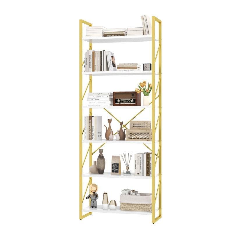 Metal ve Endüstriyel Ahşap 6 Raflı Modern Kitaplık - 60x30x177 cm - 141304