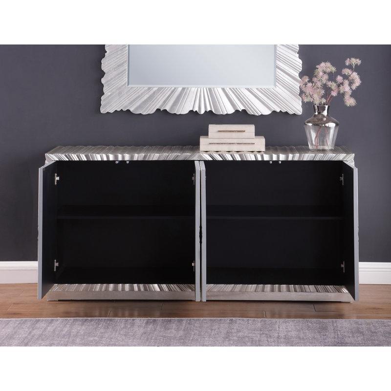 Metalik Parlak Lake Paslanmaz Çelik Ayaklı Ayna Setli Aynalı Konsol - 168x46x79 cm - 128899