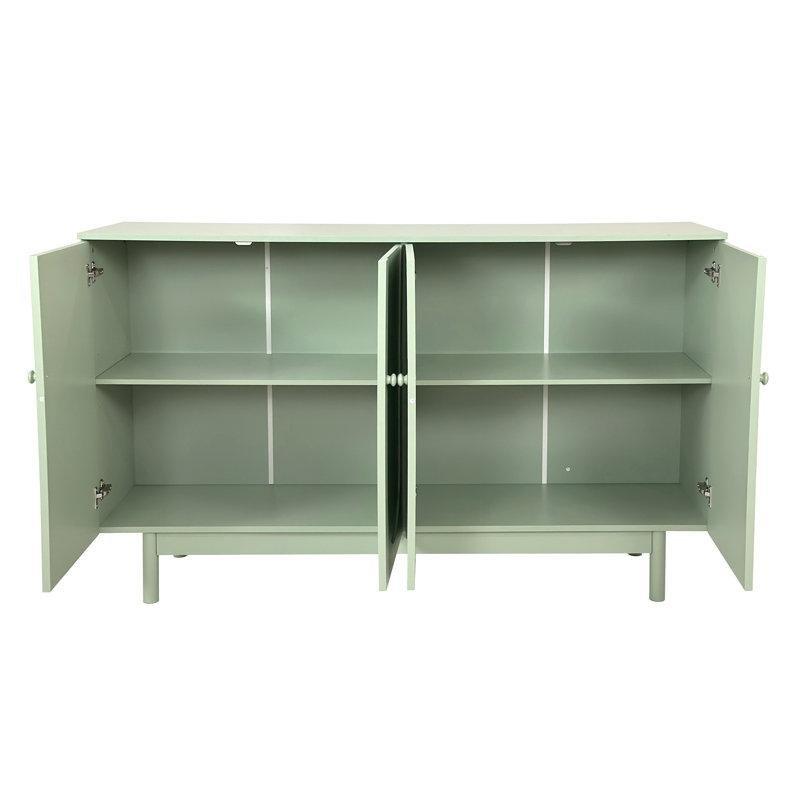 Nane Yeşili Çam Ayaklı 4 Kapaklı Oymalı Yeşil Konsol - 150x40x90 cm - 129070