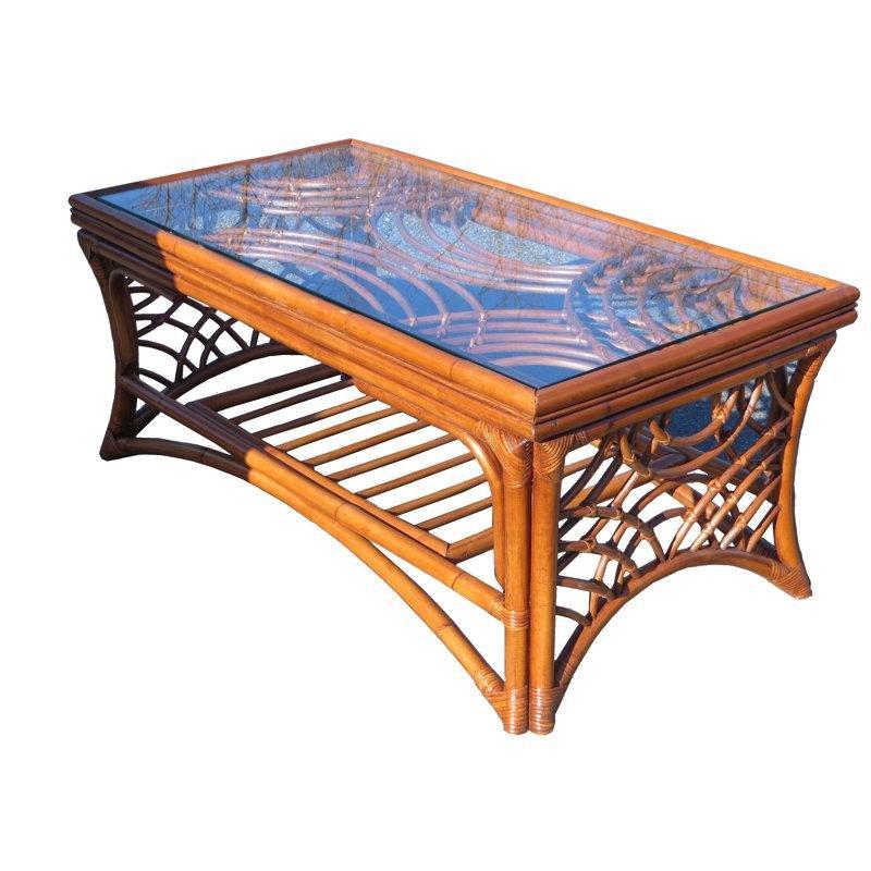 Natural Temperli Cam Raflı Hasır Cam Sehpa-49x108x61 cm - 117561