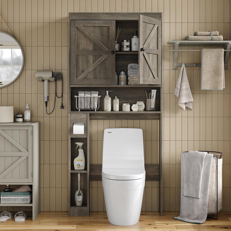 Nötr Ton MDF Ayarlanabilir Raflı Country Banyo Dolabı-179x83x20 cm - 114097