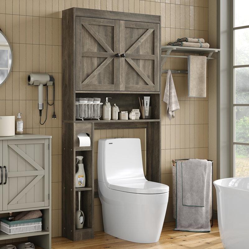 Nötr Ton MDF Ayarlanabilir Raflı Country Banyo Dolabı-179x83x20 cm - 114097