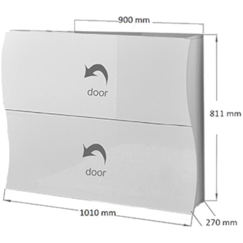 Parlak Beyaz Endüstriyel Ahşap Dalgalı Tasarım 2 Düşer Kapaklı Ayakkabılık - 101x27x82 cm - 119704