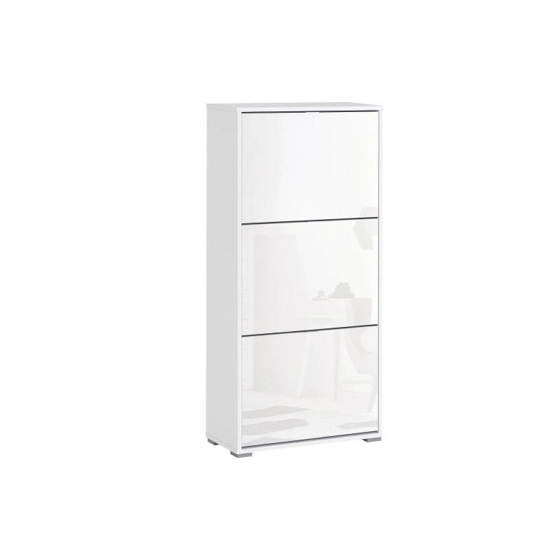 Parlak Beyaz MDF 3 Düşer Kapaklı 18 Çift Kapasiteli Ayakkabılık - 60x26x124 cm - 118711