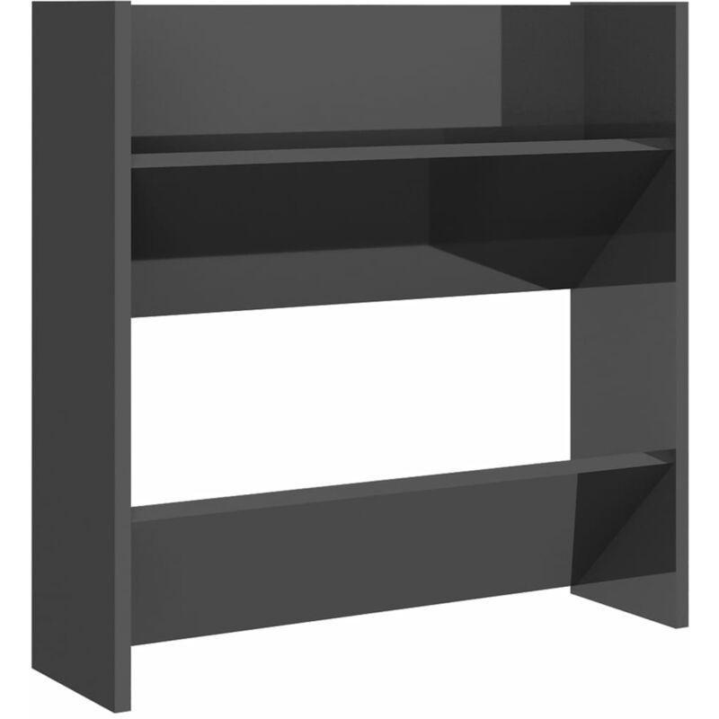 Parlak Gri Yonga Levha 2 Düşer Kapaklı Duvara Monte Ayakkabılık - 60x18x60 cm - 118850