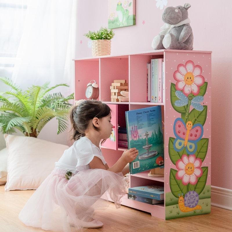 Pembe MDF Ayarlanabilir Raflı Desenli Kitaplık - 91x30x80 cm - 141193