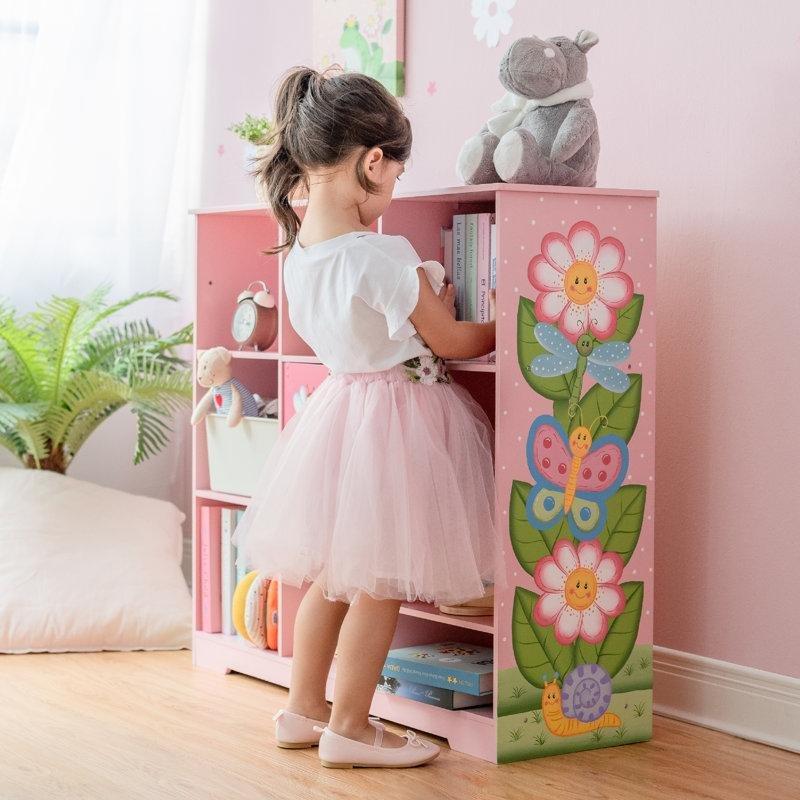 Pembe MDF Ayarlanabilir Raflı Desenli Kitaplık - 91x30x80 cm - 141193