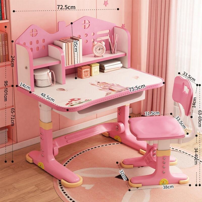 Pembe Metal Ayarlanabilir Çekmeceli Çocuk Bilgisayar Masası-76x44x101 cm - 116124