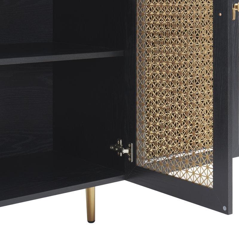 Rattan Detaylı Endüstriyel Ahşap 4 Kapaklı Konsol - 157 cm - 128581