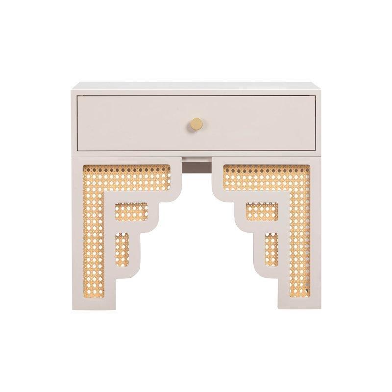 Renkli MDF ve Rattan Detaylı Frenli Raylı Komodin - 67x39x59 cm - 128086