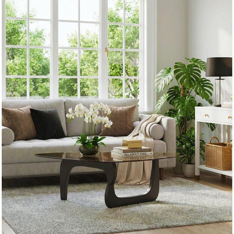 Renkli Temperli Cam Alüminyum Disk Bağlantılı Ceviz Cam Sehpa-41x130x92 cm - 117288