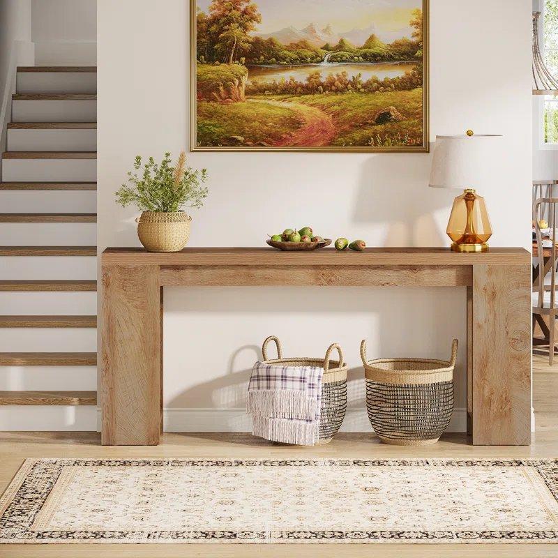 Rustik Gri Endüstriyel Ahşap Çizilmez Ekstra Uzun Dresuar - 180x30x85 cm - 132930