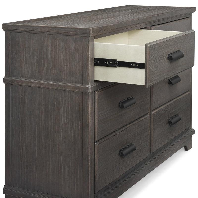 Rustik Gri Masif Çam ve Endüstriyel Ahşap Alt Değiştirme Üniteli Kilit Sistemli Şifonyer - 140x52x99 cm - 122449