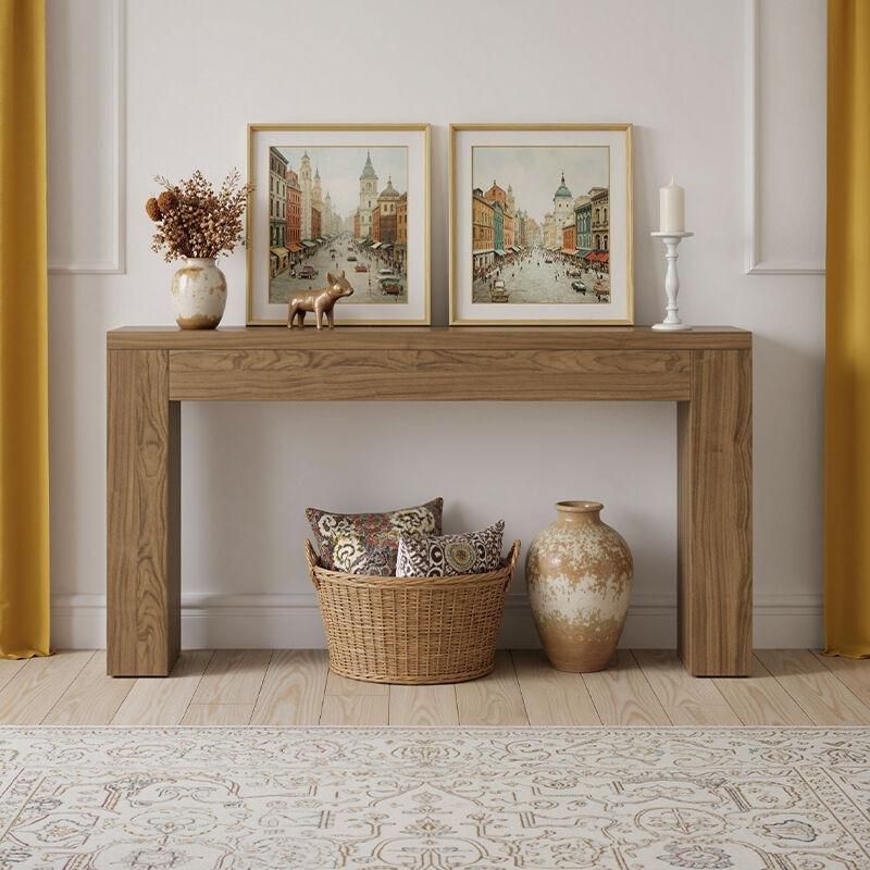 Rustik Kahverengi Endüstriyel Ahşap Geniş Yüzeyli Dresuar - 150x30x80 cm - 133762