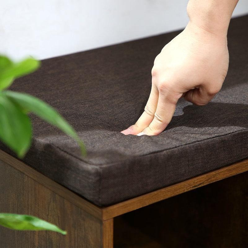 Rustik Kahverengi Endüstriyel Ahşap Minderli 10 Bölmeli Ayakkabılık Bench - 104x30x49 cm - 120559