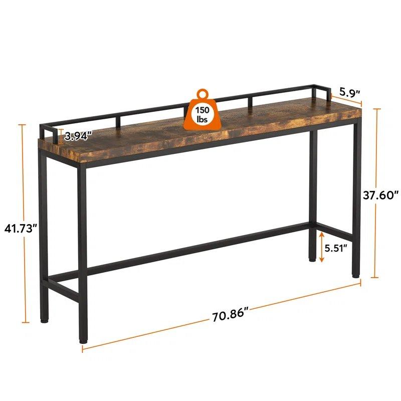 Rustik Kahverengi Endüstriyel Ahşap ve Metal Ayaklı Ekstra Uzun Koltuk Arkası Dresuar - 180x96 cm - 132084