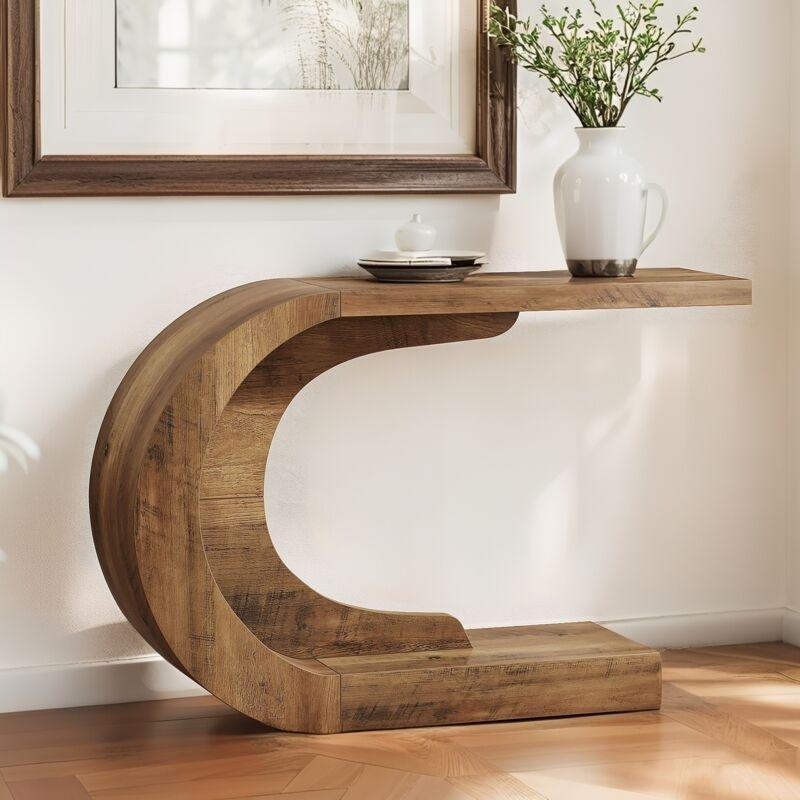 Rustik Kahverengi Metal İskeletli Kalın Tablalı Dresuar - 110x35x75 cm - 134119