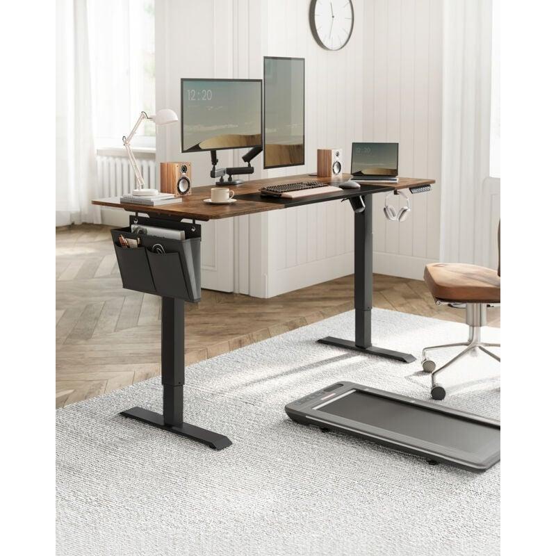 Rustik Kahverengi Siyah Çelik Elektrikli Ayarlanabilir Bilgisayar Masası-70x160x72-120 cm - 114586