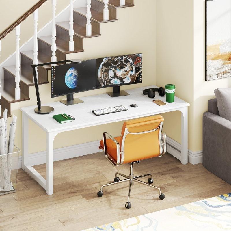 Rustik Kahverengi Siyah Sentetik Laminat Ayarlanabilir Ayaklı Bilgisayar Masası-180x80x75 cm - 116907