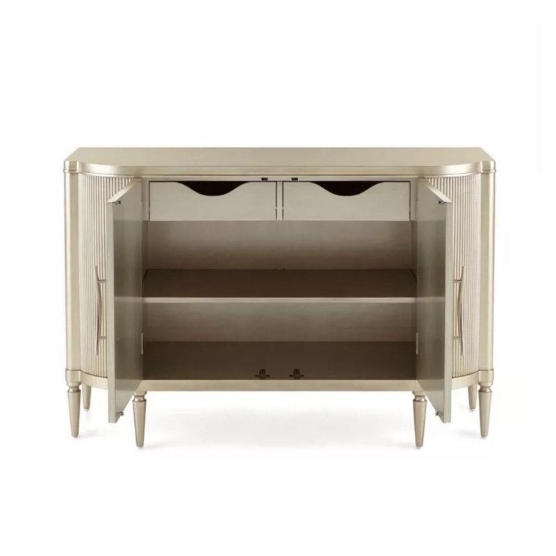 Şampanya Gold Huş Ağacı ve Endüstriyel Ahşap 2 Kapaklı 2 Çekmeceli Gold Konsol - 161x46x90 cm - 128986