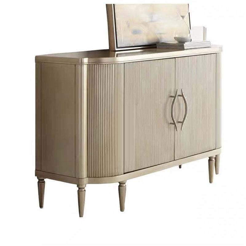 Şampanya Gold Huş Ağacı ve Endüstriyel Ahşap 2 Kapaklı 2 Çekmeceli Gold Konsol - 161x46x90 cm - 128986