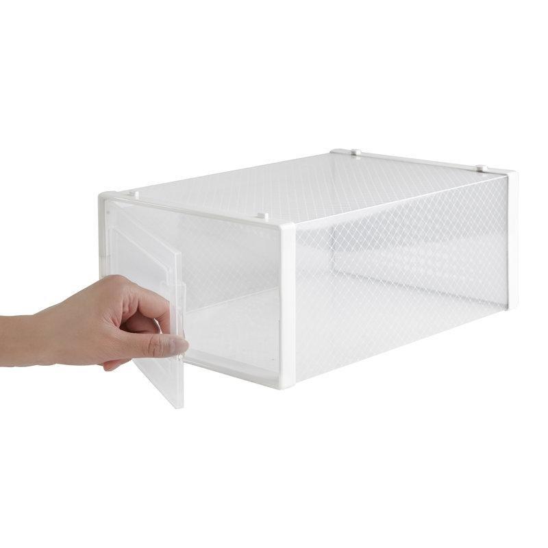 Şeffaf Beyaz 12'li İstiflenebilir Havalandırmalı Plastik Ayakkabılık - 34x24x15 cm - 121006