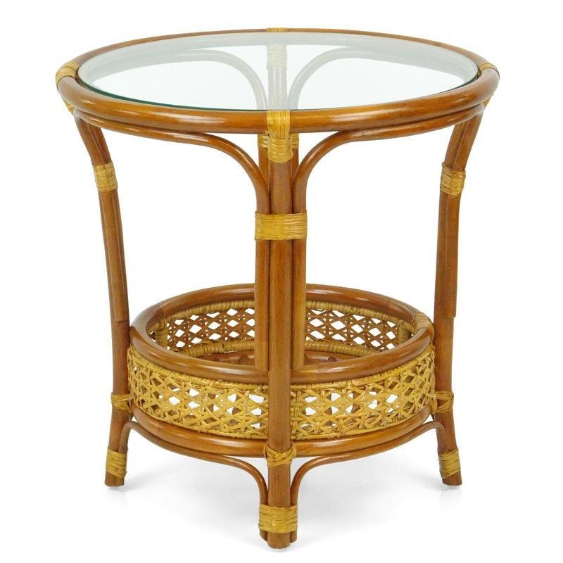 Şeffaf Cam Dört Ayaklı Hasır Cam Sehpa-61x59x59 cm - 117567
