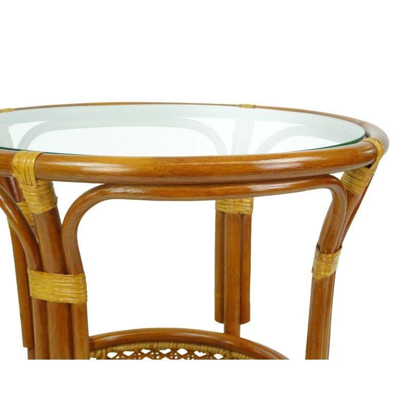 Şeffaf Cam Dört Ayaklı Hasır Cam Sehpa-61x59x59 cm - 117567