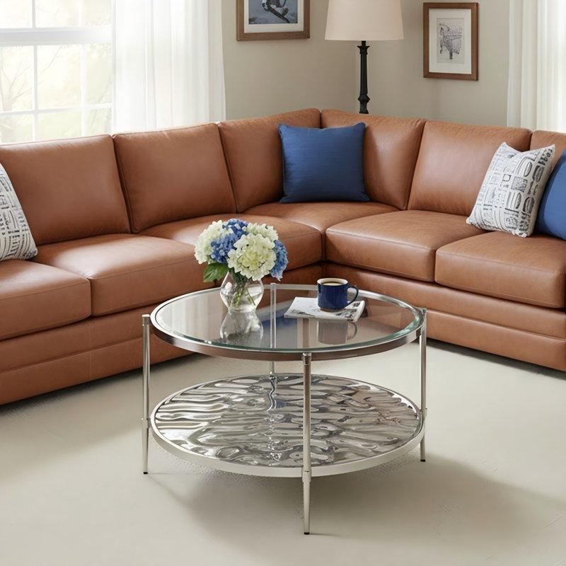 Şeffaf Cam İki Katlı Modern Cam Sehpa-46x81x81 cm - 117681