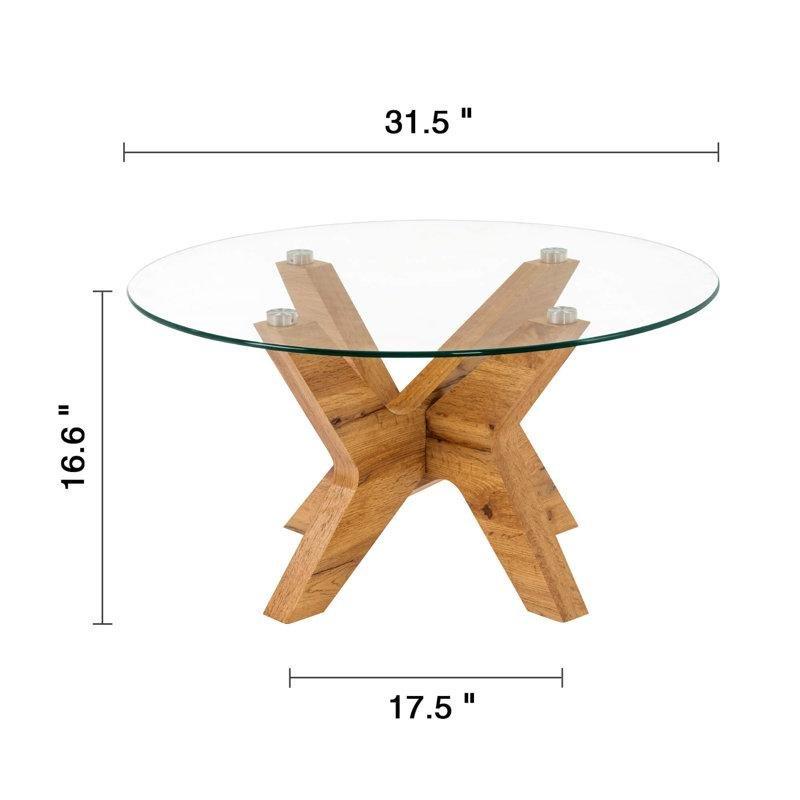 Şeffaf Cam Leke Tutmaz Yuvarlak Cam Sehpa-42x80x80 cm - 117234